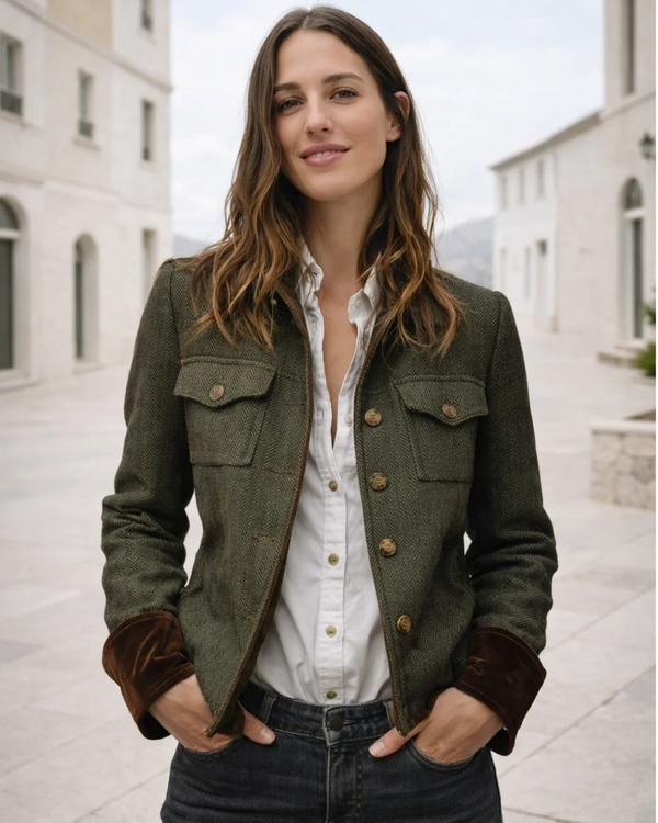 Corrie | Tweedjacke mit Samtdetails