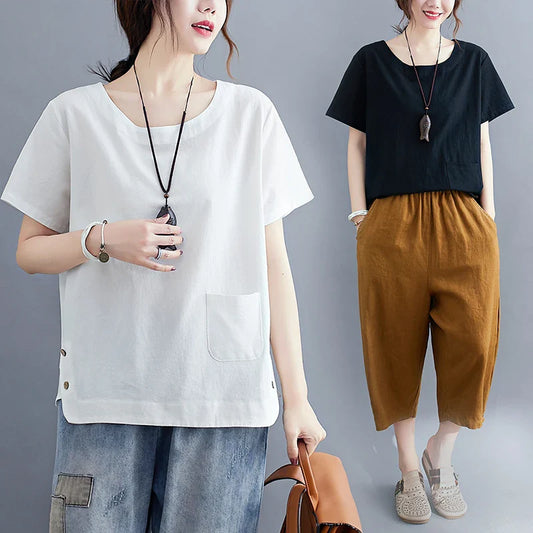 Bimiina | Vintage Baumwoll-Leinen Top
